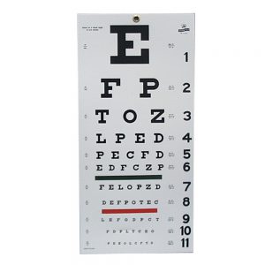 Snellen Eye Chart | 20-Foot Vision Testing | 22″ x 11″ | With Red-Green Contrast Bars