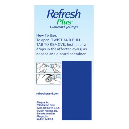 Refresh Plus Lubricant Eye Drops, 30 Single-Use Containers, 0.01 Fl Oz (0.4mL) Each Sterile