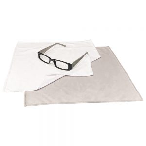 Brushed Lab Cloth with Sewn Edge | 12″ x 12″ Microfiber | Gray or White