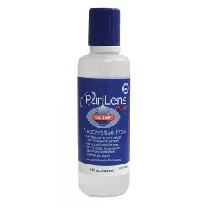 PuriLens Plus Saline Solution | Preservative-Free | pH-Balanced for Sensitive Eyes | 4 fl oz