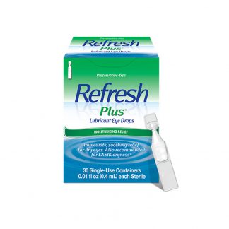 Refresh Plus Lubricant Eye Drops, 30 Single-Use Containers, 0.01 Fl Oz (0.4mL) Each Sterile