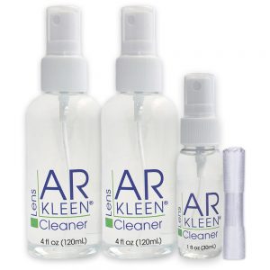 AR Kleen Lens Cleaner Kit | Made in USA | 2x 4oz + 1x 1oz Spray + Microfiber Cloth | Streak-Free & Travel-Ready