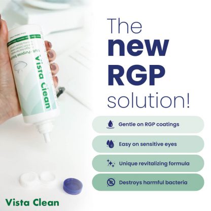 Vista Clean Multi-Purpose Solution | Contact Lens Solution for Scleral and Gas Permeable Contact Lenses, with Lens Case | 3.4 Fl Oz & 12 Fl Oz - Image 2