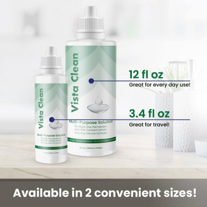 Vista Clean Multi-Purpose Solution | Contact Lens Solution for Scleral and Gas Permeable Contact Lenses, with Lens Case | 3.4 Fl Oz & 12 Fl Oz - Image 5