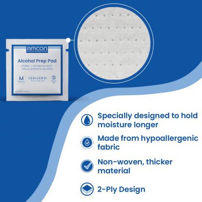 Amcon Medium Alcohol Prep Pads | 70% Isopropyl | Box of 200 - Image 2